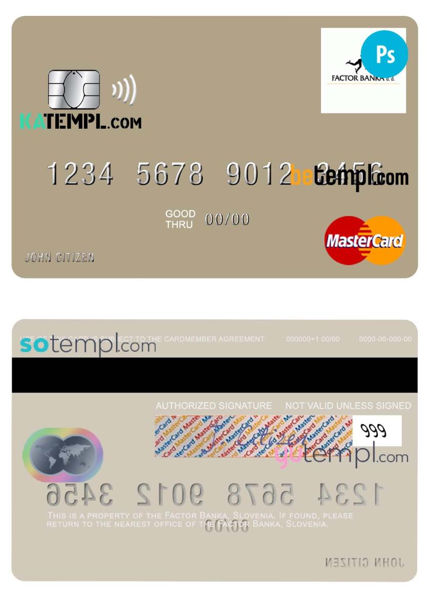 Slovenia Factor Banka mastercard template in PSD format
